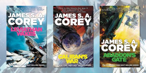 Covers of books from the Expanse setting by James S.A. Corey